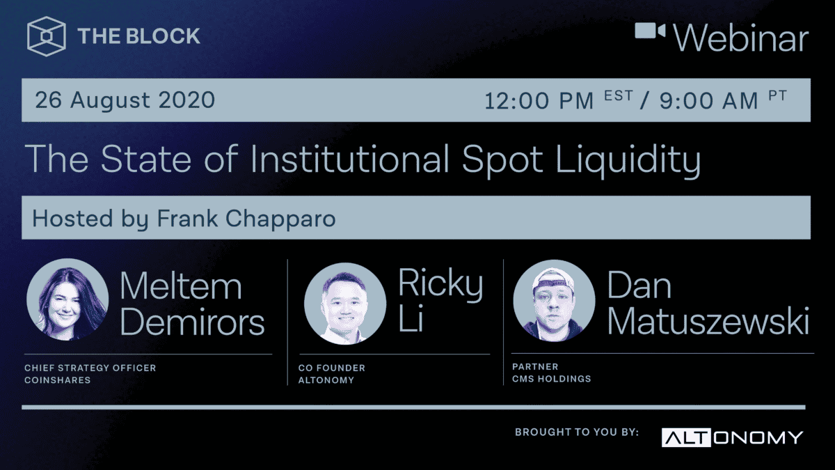 The Block Presents: The State of Institutional Spot Liquidity - Brought to you by Altonomy