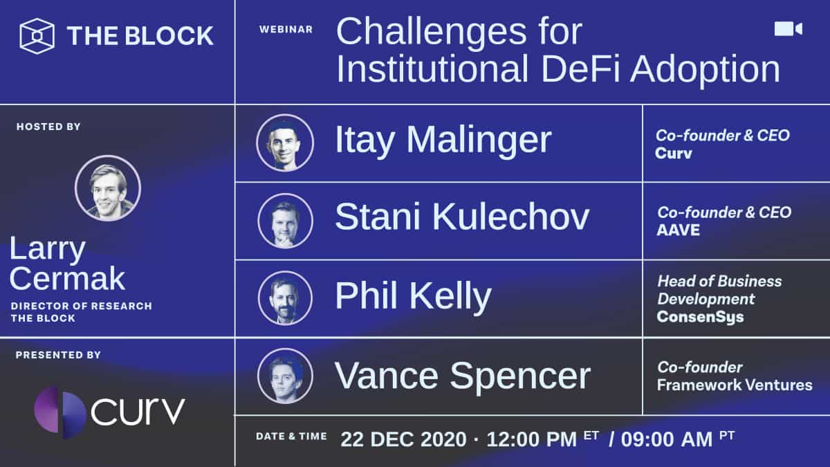 The Block Presents: Challenges for institutional DeFi adoption — brought to you by Curv