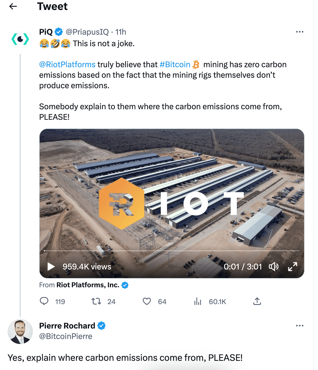 Riot Platforms responds to NYT with cheeky video on CO2 emissions | The  Block