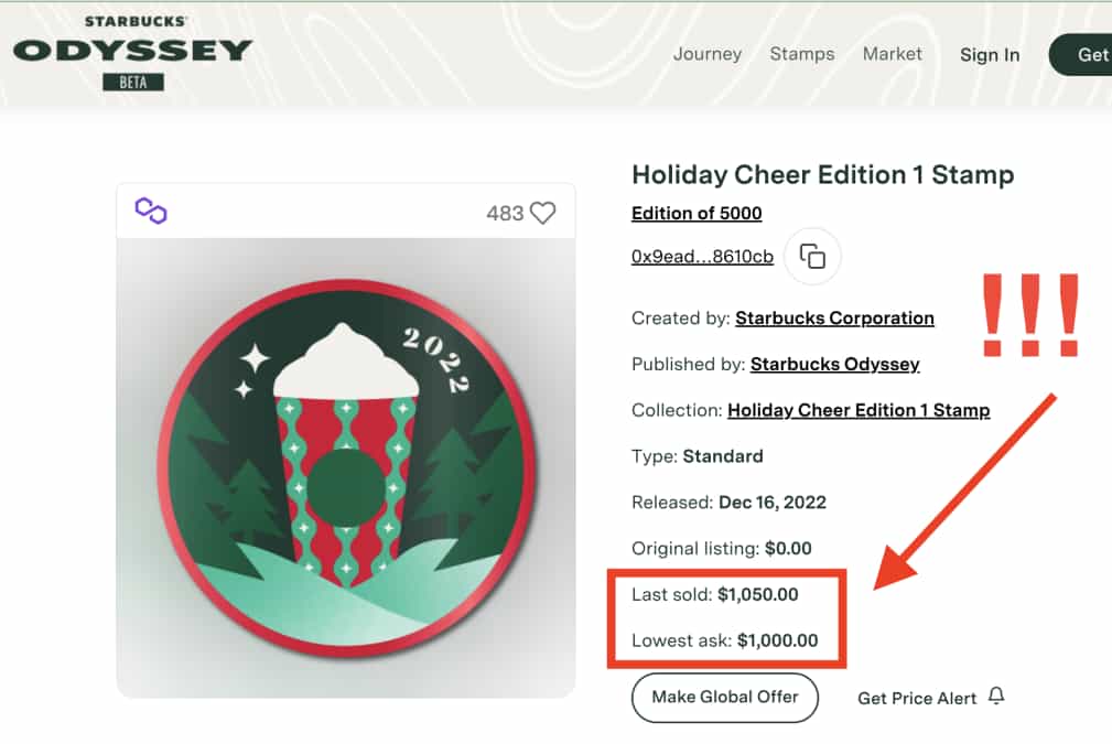 A Starbucks NFT costs $1,000