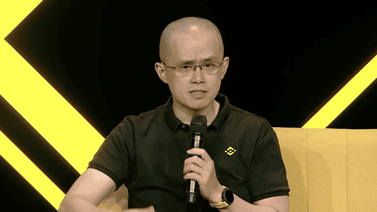 Binance CEO Changpeng Zhao speaking in Paris in 2022.
