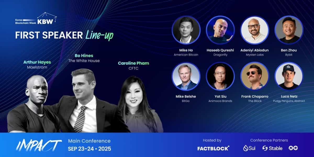 Korea Blockchain Week 2025 Announces First Speakers Including Arthur Hayes, Bo Hines, and Founders of American Bitcoin