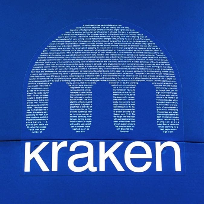 The Bitcoin whitepaper displayed by Kraken on the Williams Racing Formula 1 cars.