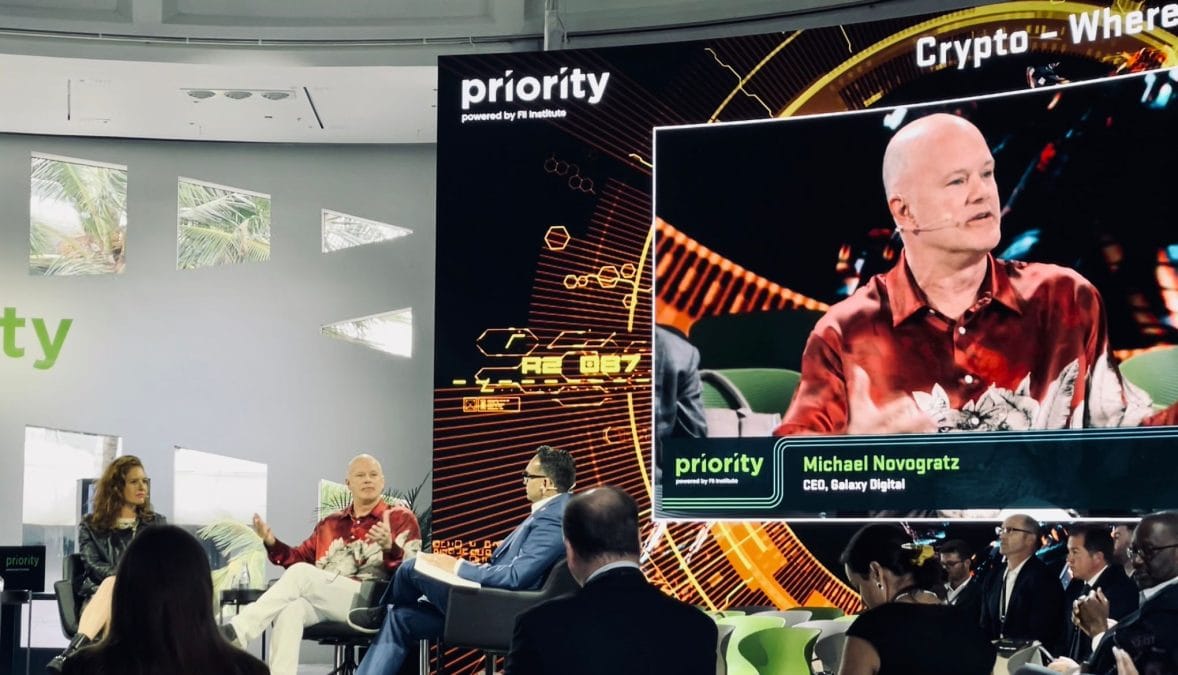 Galaxy Digital CEO Mike Novogratz speaks at the Faena Forum in Miami.