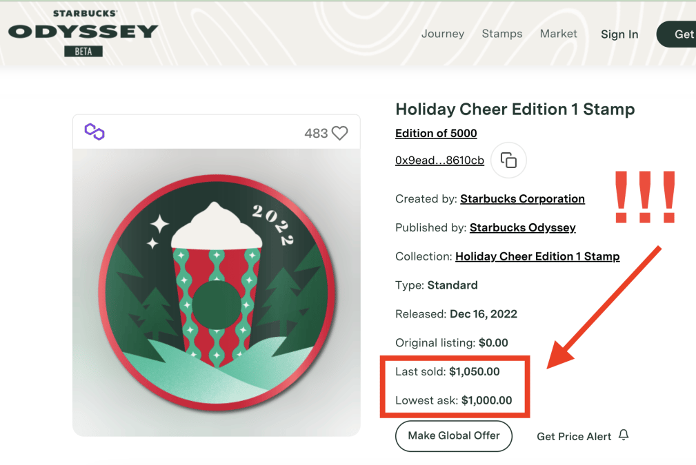 A Starbucks NFT costs $1,000