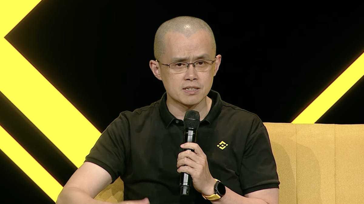 Binance CEO Changpeng Zhao speaking in Paris in 2022.