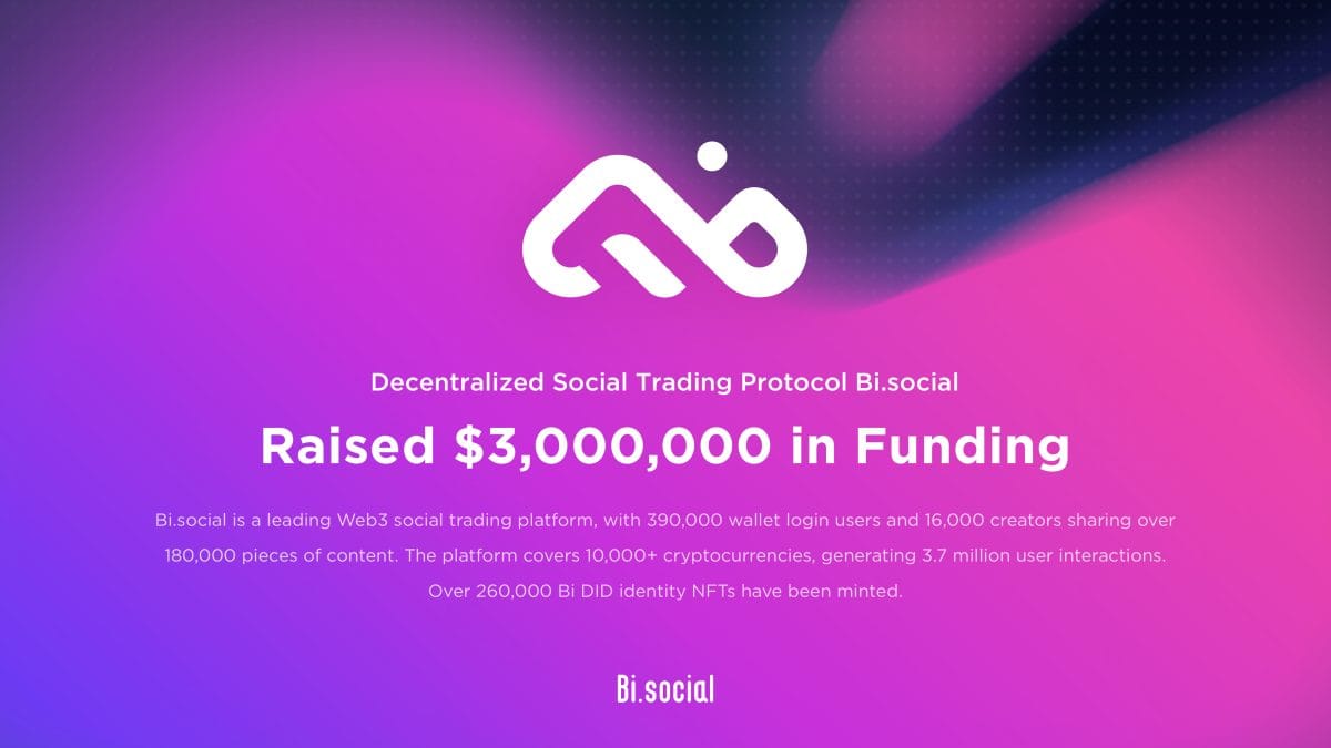 Decentralized Social Trading Protocol Bi.social Raises $3 Million in Funding