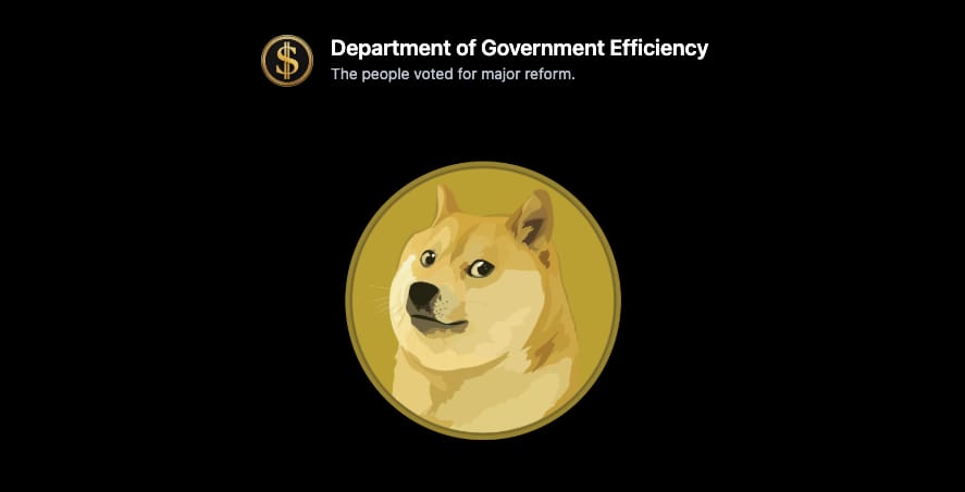 Dogecoin logo appears on new Department of Government Efficiency website
