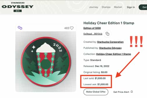 Starbucks' crypto marketplace is selling pictures of coffee cups for $1,000
