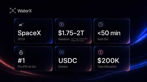 WaterX Sold Out Its First SpaceX Pre-IPO Allocation in Under an Hour on Sui