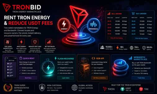 Rent TRON Energy and Reduce USDT Fees : TronBid Expands Marketplace