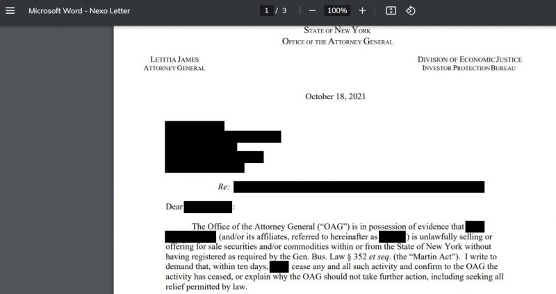 Nexo letter