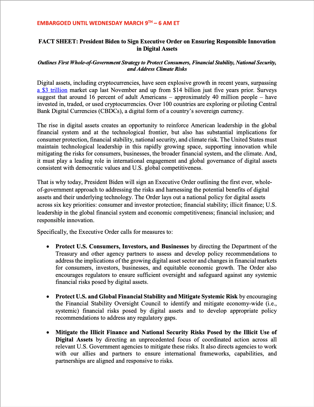 Executive order 1
