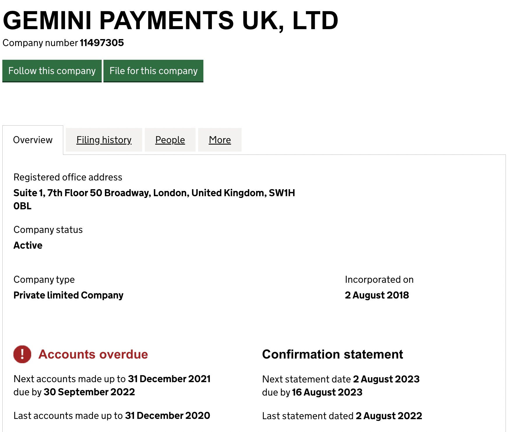 screenshot Gemini Payments UK