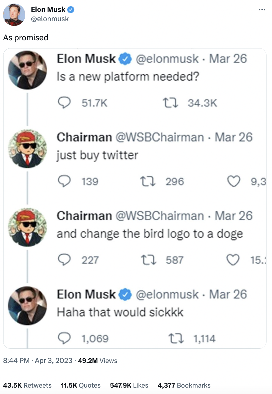Elon Musk Twitter Dogecoin exchange