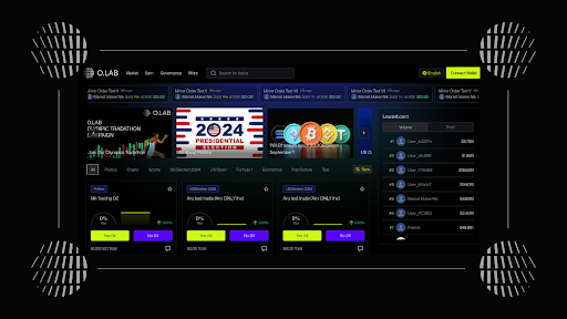 Opinion Labs 예측 시장 플랫폼 스크린샷