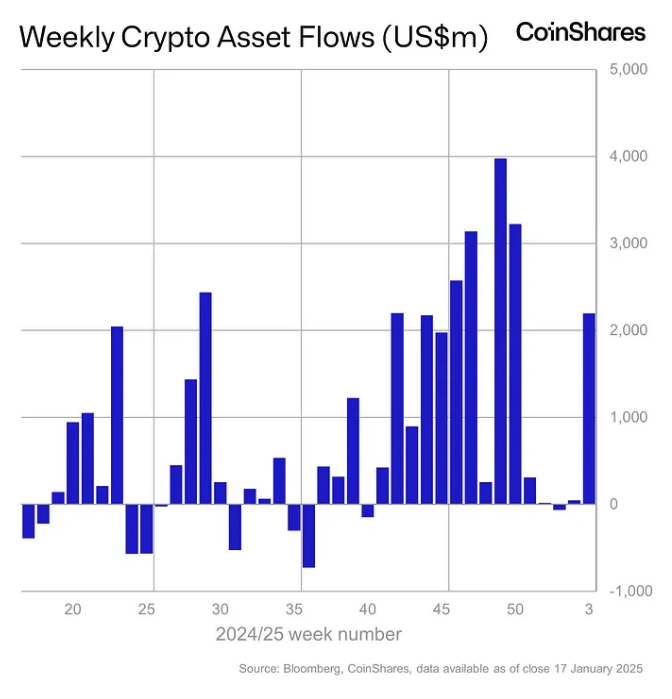 Weekly crypto asset flows. Images: CoinShares.
