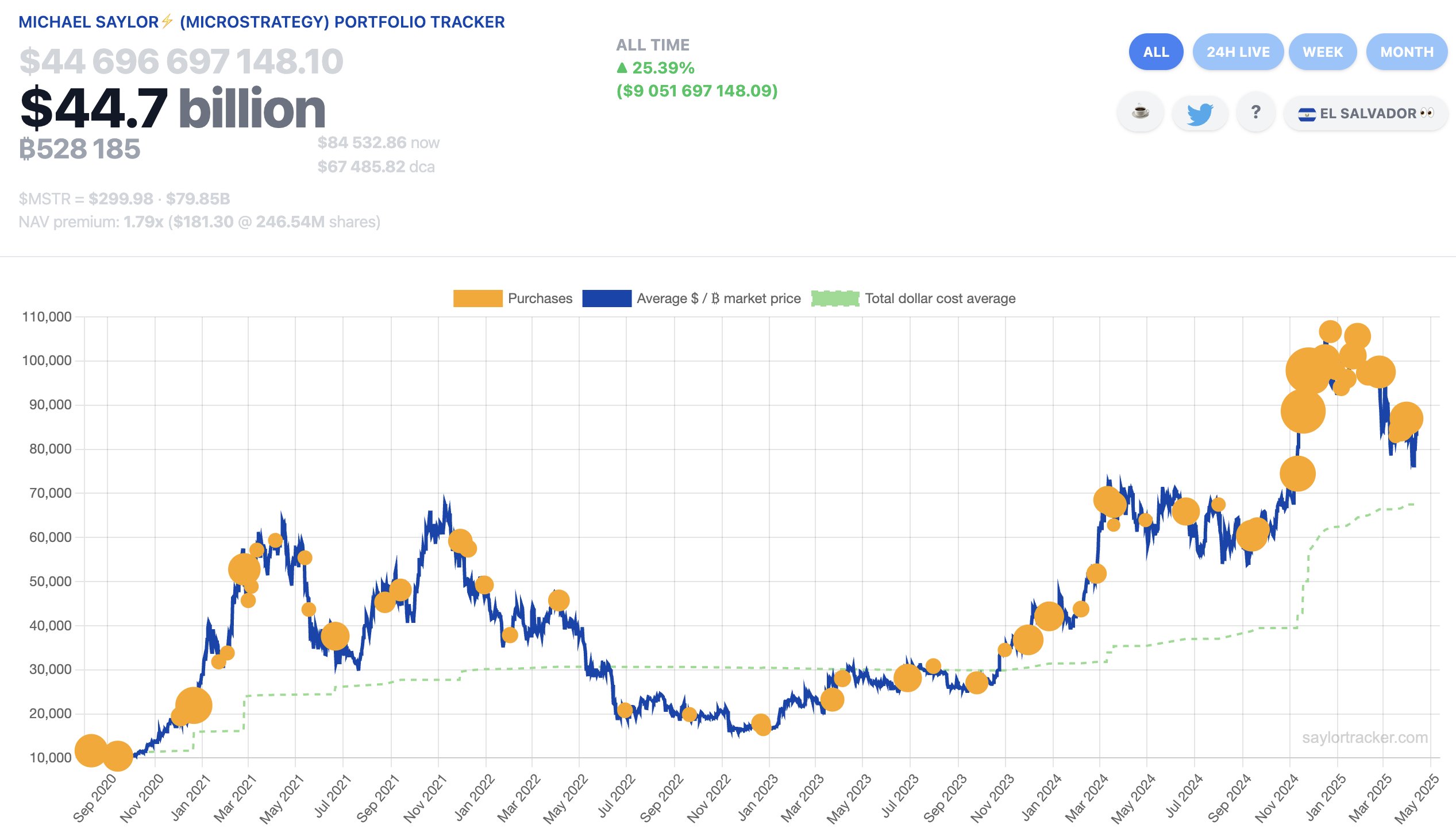Strategy portfolio tracker. Image: Saylortracker.com.