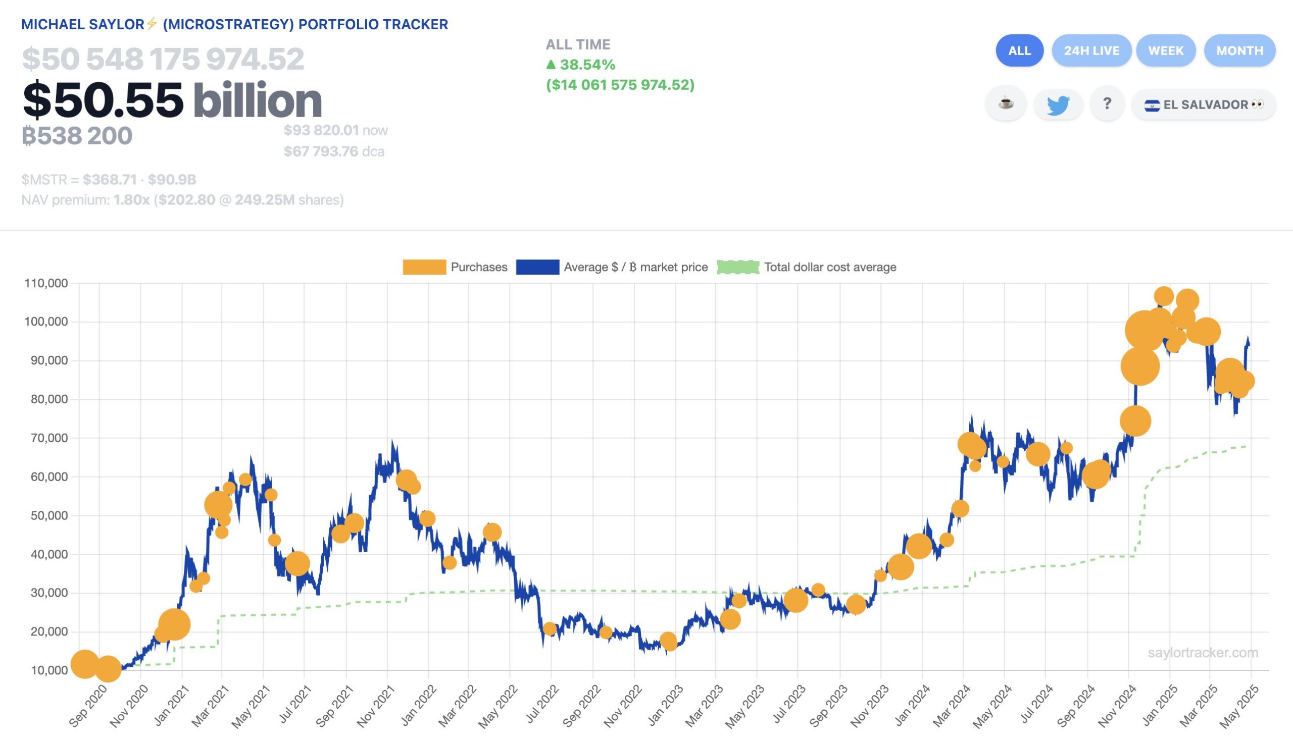 Strategy portfolio tracker. Image: Saylortracker.com.